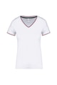 Dames T-shirt V Hals Kariban K394 WHITE-NAVY-RED